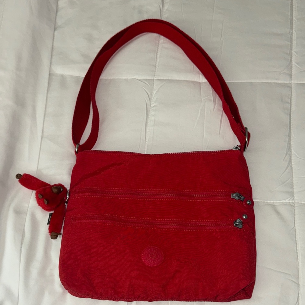 Vintage Kipling Red Crossbody Bag with keychain